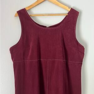 Vintage White Stag Burgundy Suede Sleeveless Dress Size XL 90s